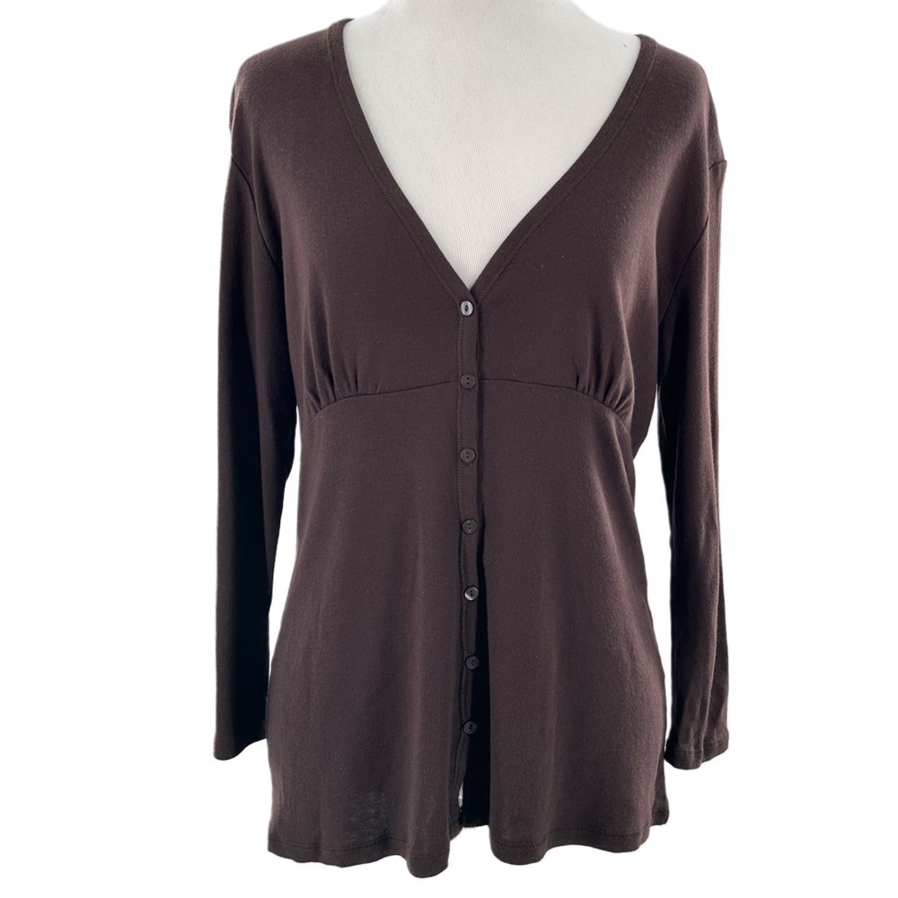 Talbots sweater size S brown 55% Pima cotton v-neck cardigan vintage y2k 2000s - Picture 11 of 11